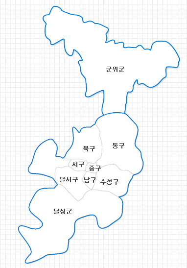 대구광역시, 구군분포, 분지지형, 내륙도시