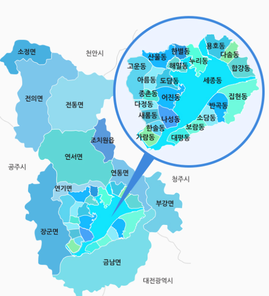 세종특별자치시, 행정구역, 신도시, 행정중심복합도시