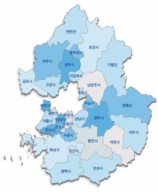 경기도, 시군분포, 수도권, 신도시