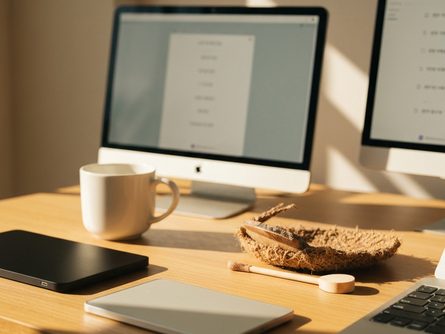 접힌 종이 지도와 나침반, 교통카드가 놓인 나무 책상