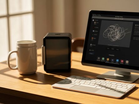 밝은 햇살이 들어오는 공공기관 로비, 안내 데스크와 대기 의자, 깨끗한 복도