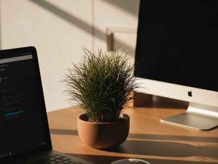밝은 진료실 내부, 청진기와 혈압계가 놓인 흰색 테이블, 창밖으로 보이는 도시 전경
